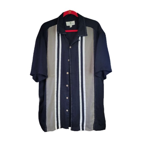 Island Shores Other - Vintage Island Shores Men's Casual Short Sleeve Hawaiian Shirt Black Tan XL 90s